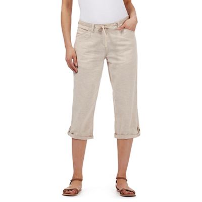 Mantaray Beige crosshatch cropped trousers